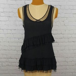 Cecico Black Ruffled Sleeveless Tank Top